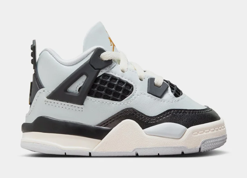 Air Jordan 4 Retro Platinum Gold Infant Toddler Lifestyle Shoes (Pure Platinum/Black/Sail/Metallic Gold)